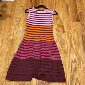 AntoninoValenti Tri Color Sheer Knit Cocktail Dress
